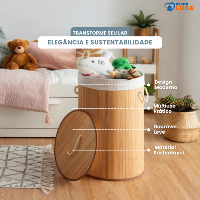 Cesto para Roupa Suja de Bambu - Decor Luna